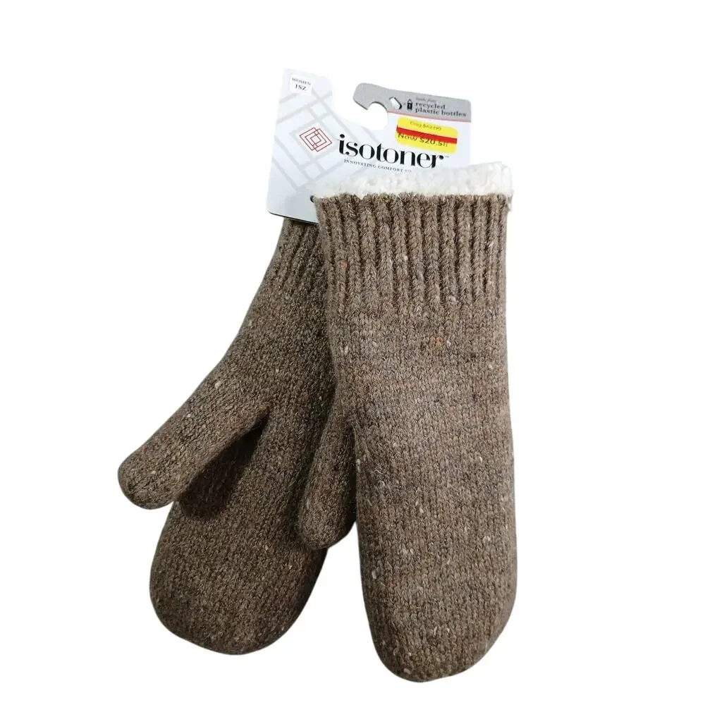 NEW Isotoner Gloves Womens One Size Oatmeal Lined A405K2